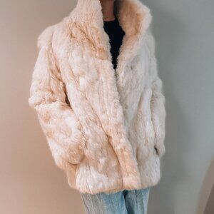 White Rabbit Genuine Fur Coat Vintage Luxury Volume Ilana Pockets S/M
